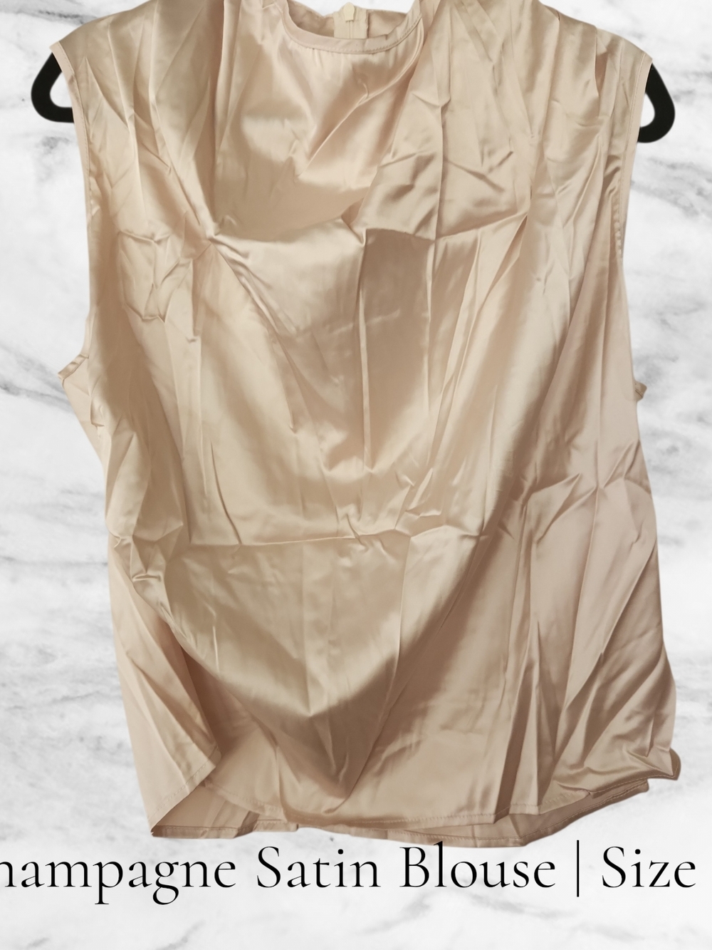 Sleeveless Satin Drape Neck Top in Champagne Gold - Picture 5 of 6